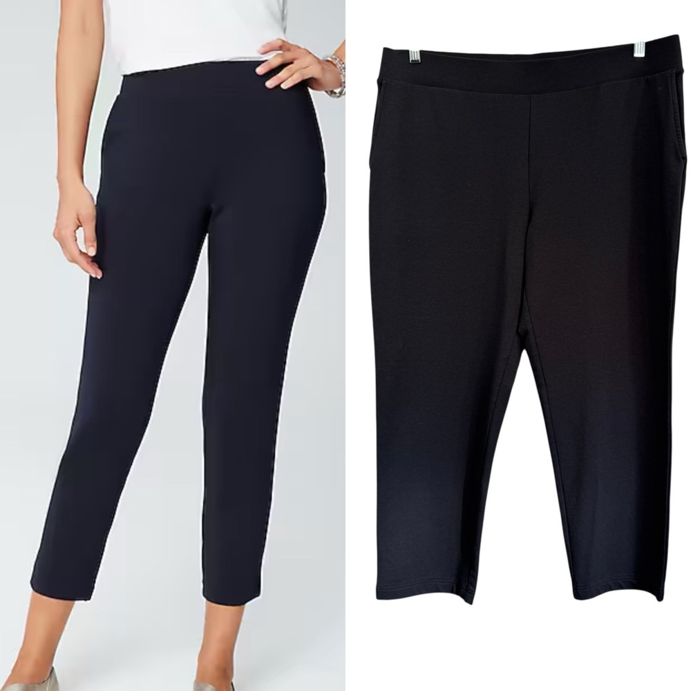 J.Jill Affinity French Terry Slim-Leg Crop Pants in Charcoal Dark Gray Large